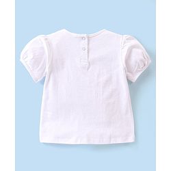 Babyhug 100% Cotton Knit Dungaree and Half Sleeves Printed Top - White & Pink
