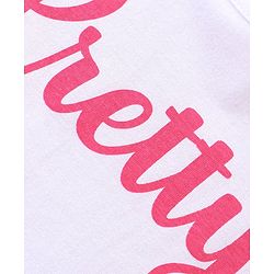 Babyhug 100% Cotton Knit Dungaree and Half Sleeves Printed Top - White & Pink