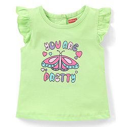 Babyhug Single Jersey Knit Half Sleeves Night Suit with Text & Heart Print - Green & Pink