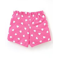Babyhug Single Jersey Knit Half Sleeves Night Suit with Text & Heart Print - Green & Pink