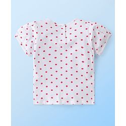 Babyhug Single Jersey Knit Dungaree with Half Sleeves T-Shirt Polka Dot & Floral Print - White & Red