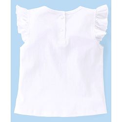 Babyhug Single Jersey Knit  Half  Sleeves Capri Nightsuit  Text & Polka Dot Print - White & Orange