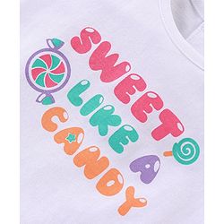 Babyhug Single Jersey Knit  Half  Sleeves Capri Nightsuit  Text & Polka Dot Print - White & Orange