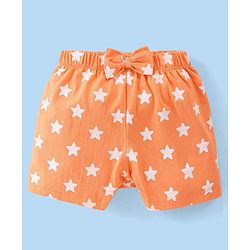 Babyhug Single Jersey Knit Half Sleeves Nightsuit with Text & Star Print - White & Orange