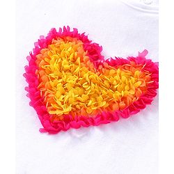 Babyhug Cotton Knit Frill Sleeves Heart Applique Top & Striped Skirt Set - Multicolor