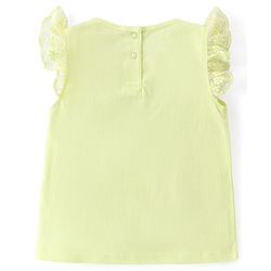 Babyhug Cotton Knit Frill Sleeves Floral Printed Top & Shorts Set - Off White & Pink