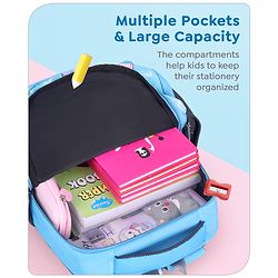 Babyhug Disney Frozen Elsa School Backpack|2 Main Compartments, 1 Front Pocket, 2 side Bottle Pockets|Water Resistant|Long lasting and Durable Zippers | Comfortable back cushioning | For School, Travel and Outdoors|Blue- 15 inches