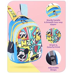 Babyhug Disney Mickey & Friends School Backpack|2 Main Compartments,1 Front Pockets, 2 side Bottle Pockets|Water Resistant|Long lasting and Durable Zippers | Comfortable back cushioning | For School, Travel and Outdoors|Blue- 15 inches