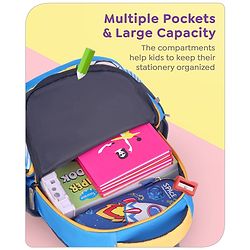Babyhug Disney Mickey Mouse School Backpack|2 Main Compartments, 2 Front Pockets, 2 side Bottle Pockets|Water Resistant|Long lasting and Durable Zippers | Comfortable back cushioning | For School, Travel and Outdoors|Blue- 15.8 inches