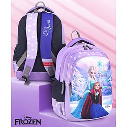 Babyhug Disney Frozen Elsa School Backpack|2 Main Compartments, 1 Front Pocket, 2 side Bottle Pockets|Water Resistant|Long lasting and Durable Zippers | Comfortable back cushioning | For School, Travel and Outdoors|Blue- 15 inches