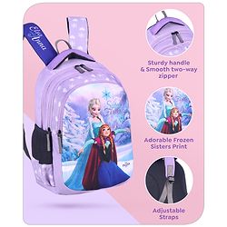 Babyhug Disney Frozen Elsa School Backpack|2 Main Compartments, 1 Front Pocket, 2 side Bottle Pockets|Water Resistant|Long lasting and Durable Zippers | Comfortable back cushioning | For School, Travel and Outdoors|Blue- 15 inches