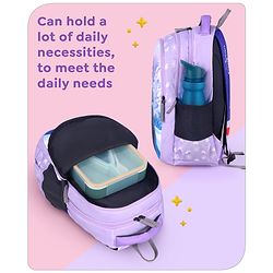 Babyhug Disney Frozen Elsa School Backpack|2 Main Compartments, 1 Front Pocket, 2 side Bottle Pockets|Water Resistant|Long lasting and Durable Zippers | Comfortable back cushioning | For School, Travel and Outdoors|Blue- 15 inches