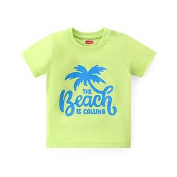 Babyhug Cotton Half Sleeves T-Shirt With Beach Graphics - Green