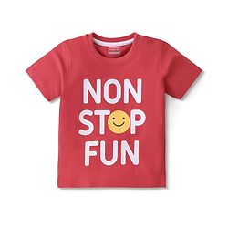 Babyhug 100% Cotton Half Sleeves T-Shirt With Text Graphics - Red