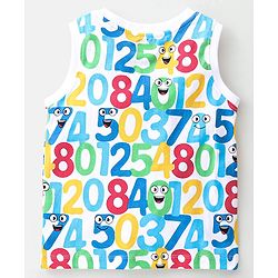 Babyhug Cotton Knit Sleeveless T-Shirt with Numerical Print - White