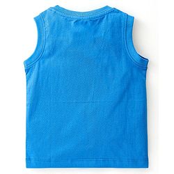 Babyhug Cotton Sleeveless T-Shirt With Hi Print - Blue
