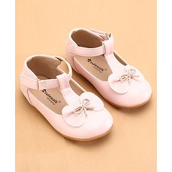 Cute Walk by Babyhug Ballerinas with Velcro Closure & Bow Applique- Pink
