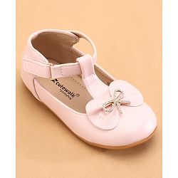 Cute Walk by Babyhug Ballerinas with Velcro Closure & Bow Applique- Pink