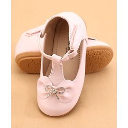 Cute Walk by Babyhug Ballerinas with Velcro Closure & Bow Applique- Pink