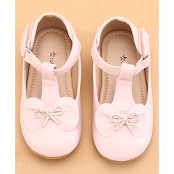 Cute Walk by Babyhug Ballerinas with Velcro Closure & Bow Applique- Pink