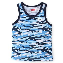 Babyhug 100% Cotton Knit Sleeveless Camouflage Print Sando - Blue