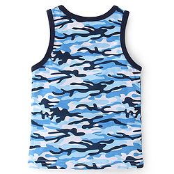 Babyhug 100% Cotton Knit Sleeveless Camouflage Print Sando - Blue