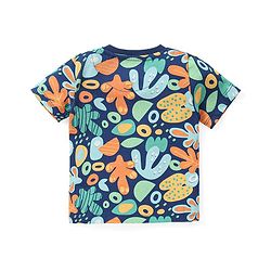 Babyhug Cotton Knit Half Sleeves Sea Life Printed Night Suit - Navy Blue