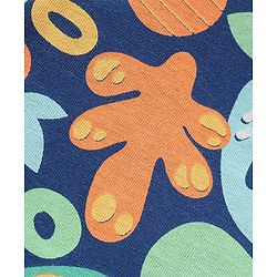 Babyhug Cotton Knit Half Sleeves Sea Life Printed Night Suit - Navy Blue