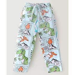 Babyhug Single Jersey Half Sleeves Night Suit Comic Strip Dino Print - Light Blue