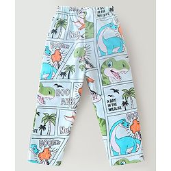 Babyhug Single Jersey Half Sleeves Night Suit Comic Strip Dino Print - Light Blue