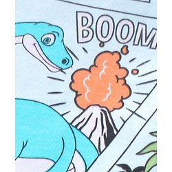Babyhug Single Jersey Half Sleeves Night Suit Comic Strip Dino Print - Light Blue