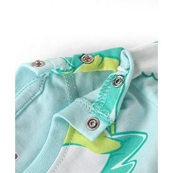 Babyhug Cotton Knit Single Jersey Half Sleeves Night Suit With Frog Print - Green & Blue