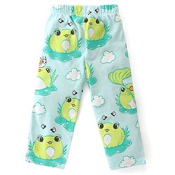 Babyhug Cotton Knit Single Jersey Half Sleeves Night Suit With Frog Print - Green & Blue