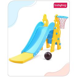 Babyhug Kids Slide with Basketball Ring-Blue & Yellow
