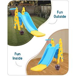 Babyhug Kids Slide with Basketball Ring-Blue & Yellow