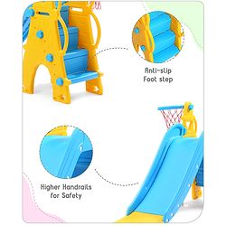 Babyhug Kids Slide with Basketball Ring-Blue & Yellow