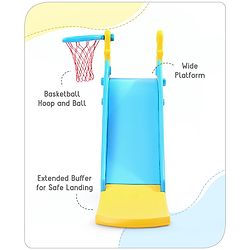 Babyhug Kids Slide with Basketball Ring-Blue & Yellow
