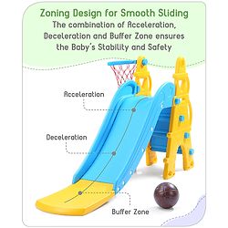 Babyhug Kids Slide with Basketball Ring-Blue & Yellow