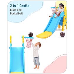 Babyhug Kids Slide with Basketball Ring-Blue & Yellow