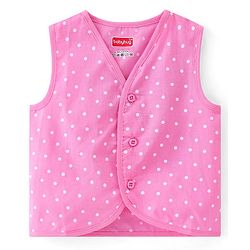 Babyhug 100% Cotton Knit Sleeveless Jhablas Polka Dot & Strawberry Print Pack of 3 - Pink White & Yellow