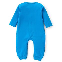 Babyhug 100% Cotton Knit Full Sleeves Romper Racoon Print - Blue