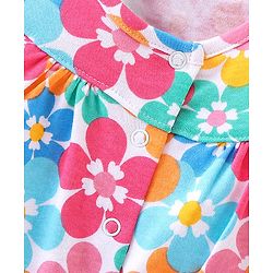 Babyhug 100% Cotton Frill Sleeves Romper With Floral Print - Multicolour