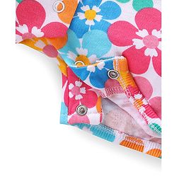 Babyhug 100% Cotton Frill Sleeves Romper With Floral Print - Multicolour