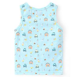 Babyhug 100% Cotton Knit Sleeveless Sando Vehicles Print Pack of 3 - Multicolour