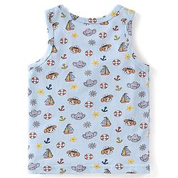 Babyhug 100% Cotton Knit Sleeveless Sando Striped & Boat Theme Print Pack Of 3 - Blue Orange & Yellow