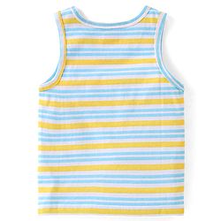 Babyhug 100% Cotton Knit Sleeveless Sando Striped & Boat Theme Print Pack Of 3 - Blue Orange & Yellow