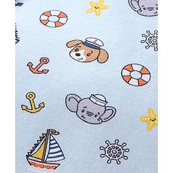 Babyhug 100% Cotton Knit Sleeveless Sando Striped & Boat Theme Print Pack Of 3 - Blue Orange & Yellow