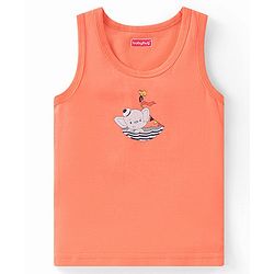 Babyhug 100% Cotton Knit Sleeveless Sando Striped & Boat Theme Print Pack Of 3 - Blue Orange & Yellow