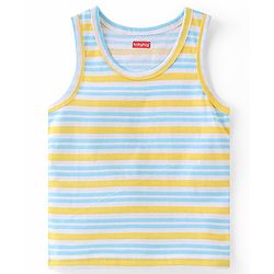 Babyhug 100% Cotton Knit Sleeveless Sando Striped & Boat Theme Print Pack Of 3 - Blue Orange & Yellow