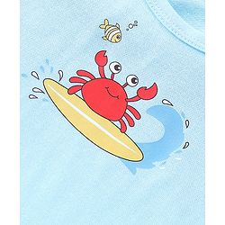 Babyhug 100% Cotton Sleeveless Sandos Crab Print Pack of 3 - Blue & White